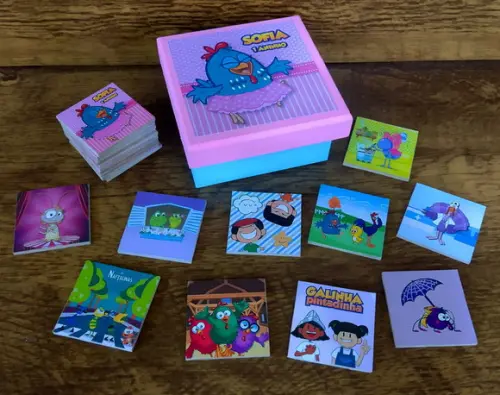 Jogo da Memoria / Galinha Pintadinha / 10 Pares / Caixa mdf
