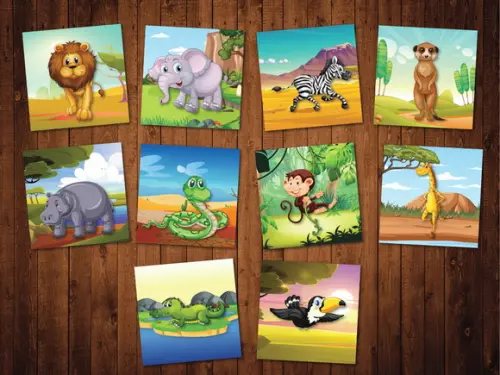 Jogo da Memoria / Safari / 10 pares / Caixa MDF