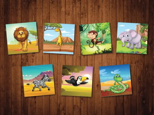 Jogo da Memoria / Safari / 7 pares / Caixa MDF
