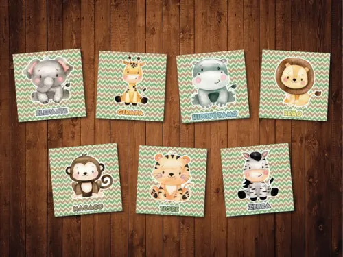 Jogo Da Memoria / Safari / 7 Pares / Caixa Mdf