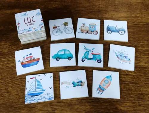 Jogo da Memoria / Transportes / 10 Pares / Organza