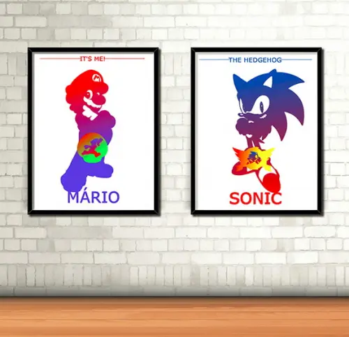 Kit 2 Quadros / Mario & Sonic