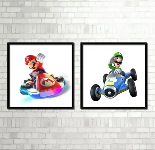 Kit 2 Quadros / Mario Bros (20x20cm)