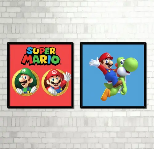 Kit 2 Quadros / Mario Bros (20x20cm)