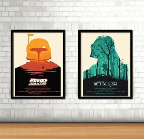 Kit 2 Quadros Star Wars / 30x40cm / com Vidro