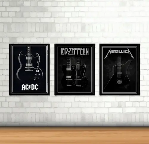 Kit 3 Quadros Guitar Kings