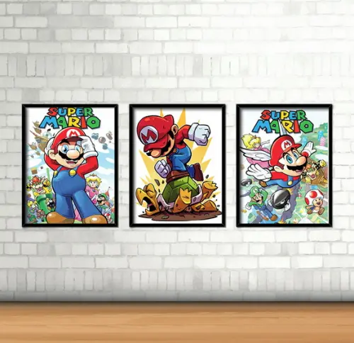 Kit 3 Quadros / Mario Bros