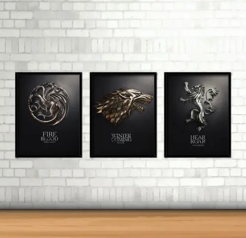 Kit 3 Quadros Game Of Thrones / 20x30cm / com Vidro