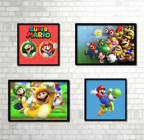 Kit 4 Quadros / Mario Bros