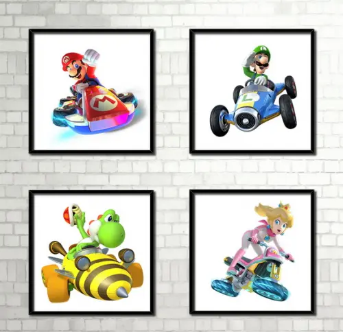 Kit 4 Quadros / Mario Bros (20x20cm)