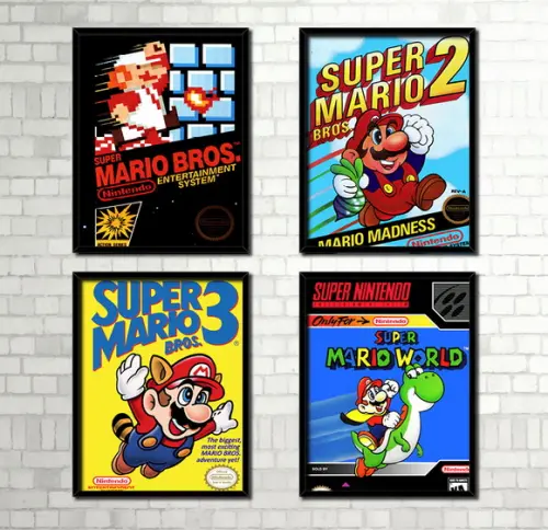 Kit 4 Quadros / Mario Bros (20x30cm)