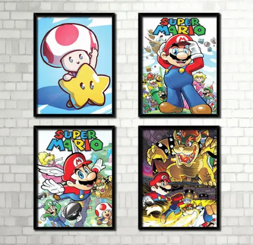 Kit 4 Quadros / Mario Bros (20x30cm)