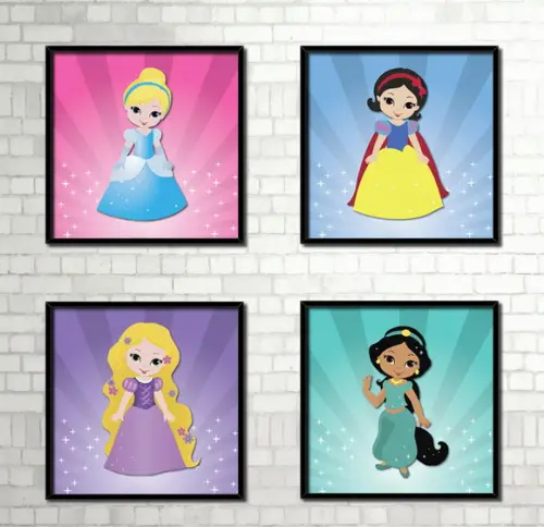 Kit 4 Quadros / Princesas
