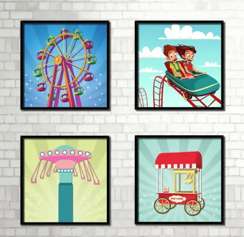 Kit 4 Quadros / Parque