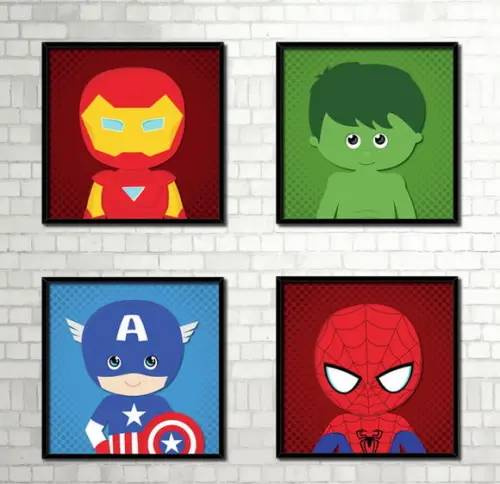 Kit 4 Quadros / Vingadores Baby
