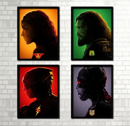 Kit 4 Quadros Liga da Justiça (Filme)
