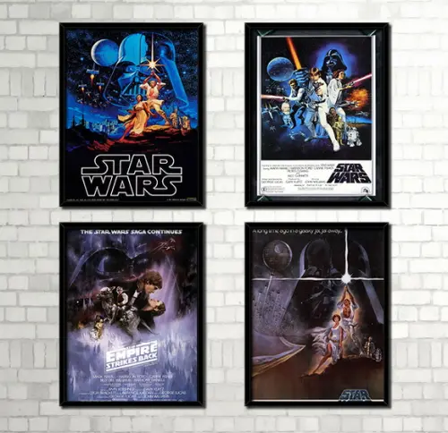 Kit 4 Quadros Star Wars / 20x30cm / com Vidro