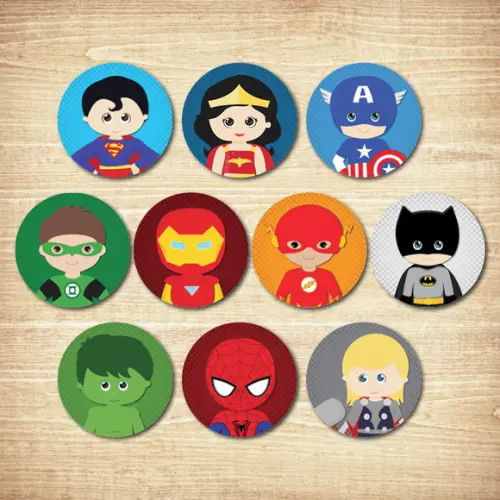 Kit 40 Adesivos / Super Herois Baby
