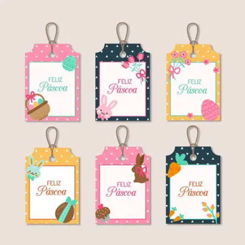 Kit 40 Tags / Feliz Páscoa / 4x6cm)
