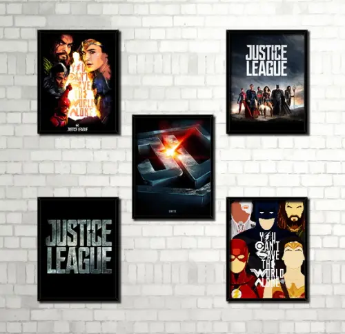 Kit 5 Quadros Liga da Justiça (filme)
