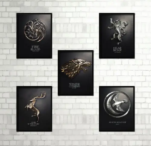 Kit 5 Quadros Game of Thrones