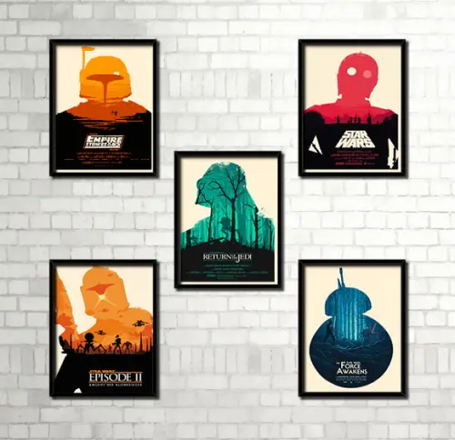 Kit 5 Quadros Star Wars