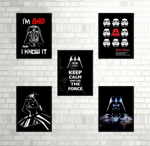 Kit 5 Quadros Star Wars