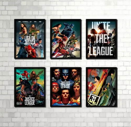 Kit 6 Quadros Liga da Justiça (Filme)