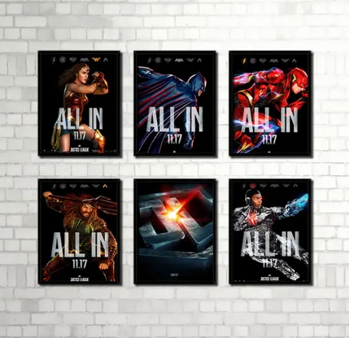 Kit 6 Quadros Liga da Justiça (Filme)