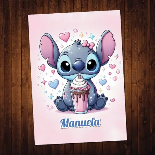 Lilo e Stitch / Adesivo Capa Caderno / A4