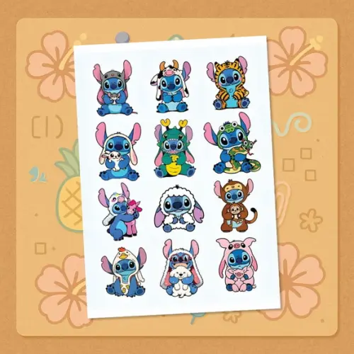 Lilo e Stitch Cartela Adesivo Tamanho A4