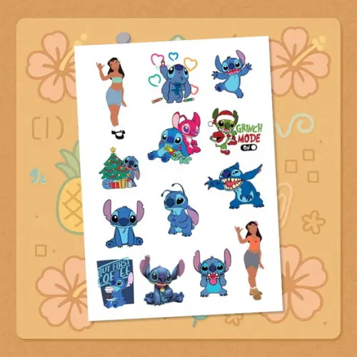 Lilo e Stitch Cartela Adesivo Tamanho A4