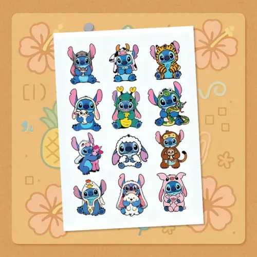Lilo e Stitch Cartela Adesivo Tamanho A5