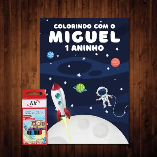 Livro de Colorir / Astronauta / Giz de Cera