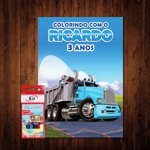 Livro De Colorir / Caminhão / 15x21cm / Giz De Cera