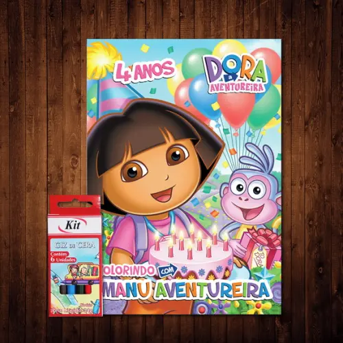 Livro de Colorir / Dora a Aventureira (Giz de Cera)