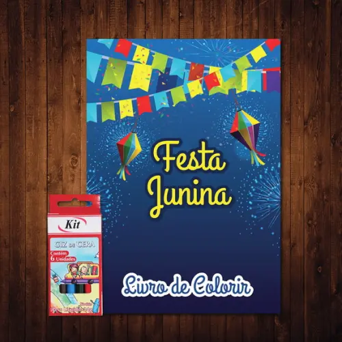 Livro de Colorir / Festa Junina / Giz de Cera / 15x21cm