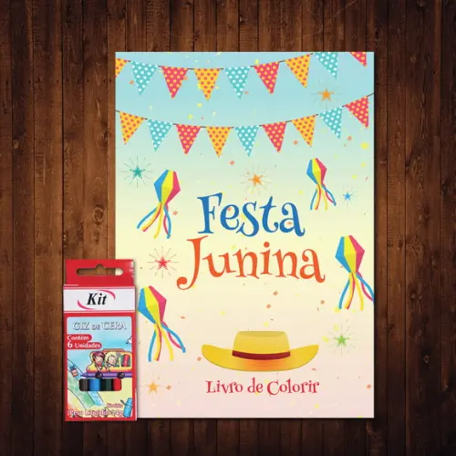 Livro de Colorir / Festa Junina / Giz de Cera / 15x21cm