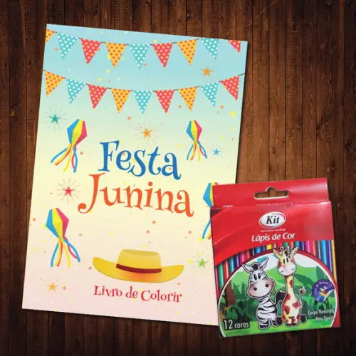 Livro de Colorir / Festa Junina / Lápis de Cor / 15x21cm
