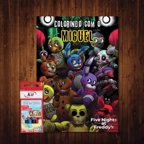 Livro de Colorir / Five Nights at Freddy's / Giz de Cera