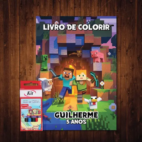 Livro de Colorir / Minecraft / 15x21cm / Giz de Cera