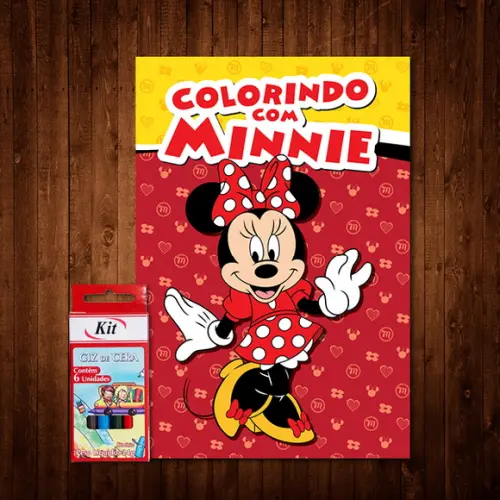 Livro de Colorir / Minnie Vermelha / Giz de Cera / 15x21cm