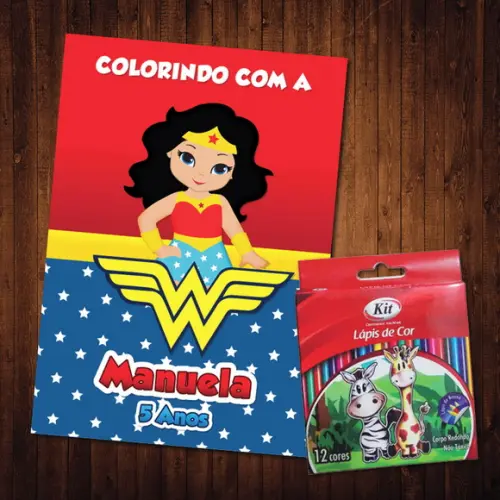 Livro de Colorir / Mulher Maravilha / 15x21cm / Lápis de Cor