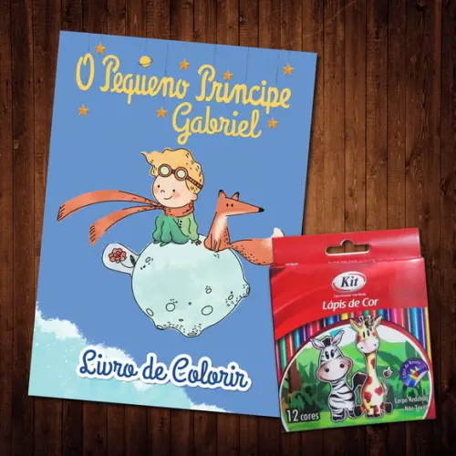 Livro de Colorir / o Pequeno Príncipe Lápis de Cor e Lapela