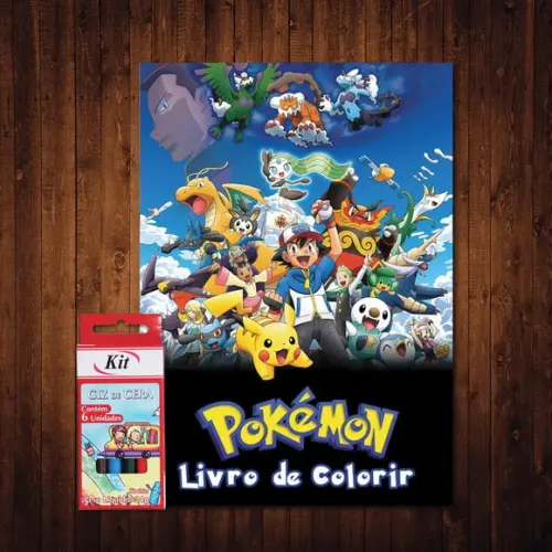 Livro de Colorir / Pokemon / 15x21cm / Giz de Cera