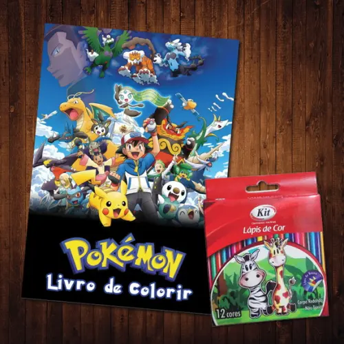 Livro de Colorir / Pokemon / 15x21cm / Lápis de Cor