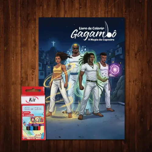 Livro de Colorir Gagambô Magia da Capoeira Giz de Cera