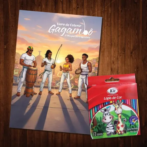 Livro de Colorir Gagambô Magia da Capoeira Lápis de Cor