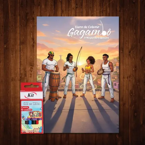 Livro de Colorir Gagambô Magia da Capoeira Giz de Cera