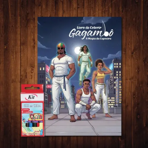 Livro de Colorir Gagambô Magia da Capoeira Giz de Cera